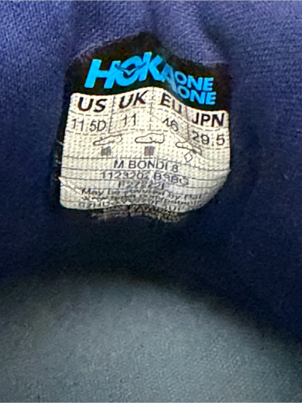 Hoka One One Navy Blue and Bright Blue Logo Running Shoes - Picture 11 of 14